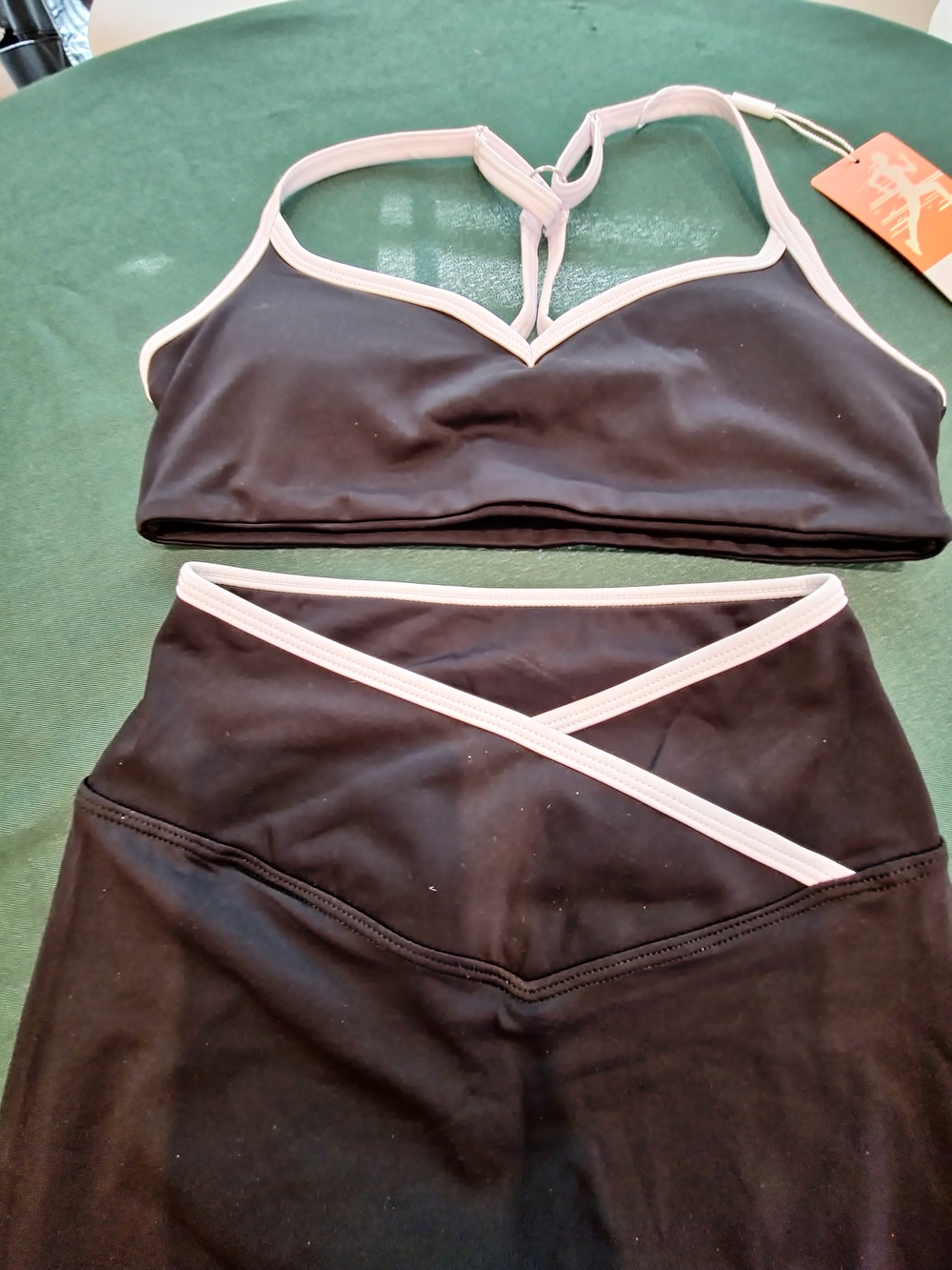 Black Track Joggers with Cream Trim — Women's Active Set